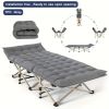 75-inch heavy-duty  folding bed,single bed 10-leg design for stable support, portable camping bed with side pockets and mattress