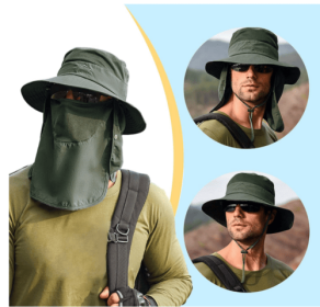 Wide Brim Sun Hat UV Procation (Hat Color: Army Green (3 In 1))